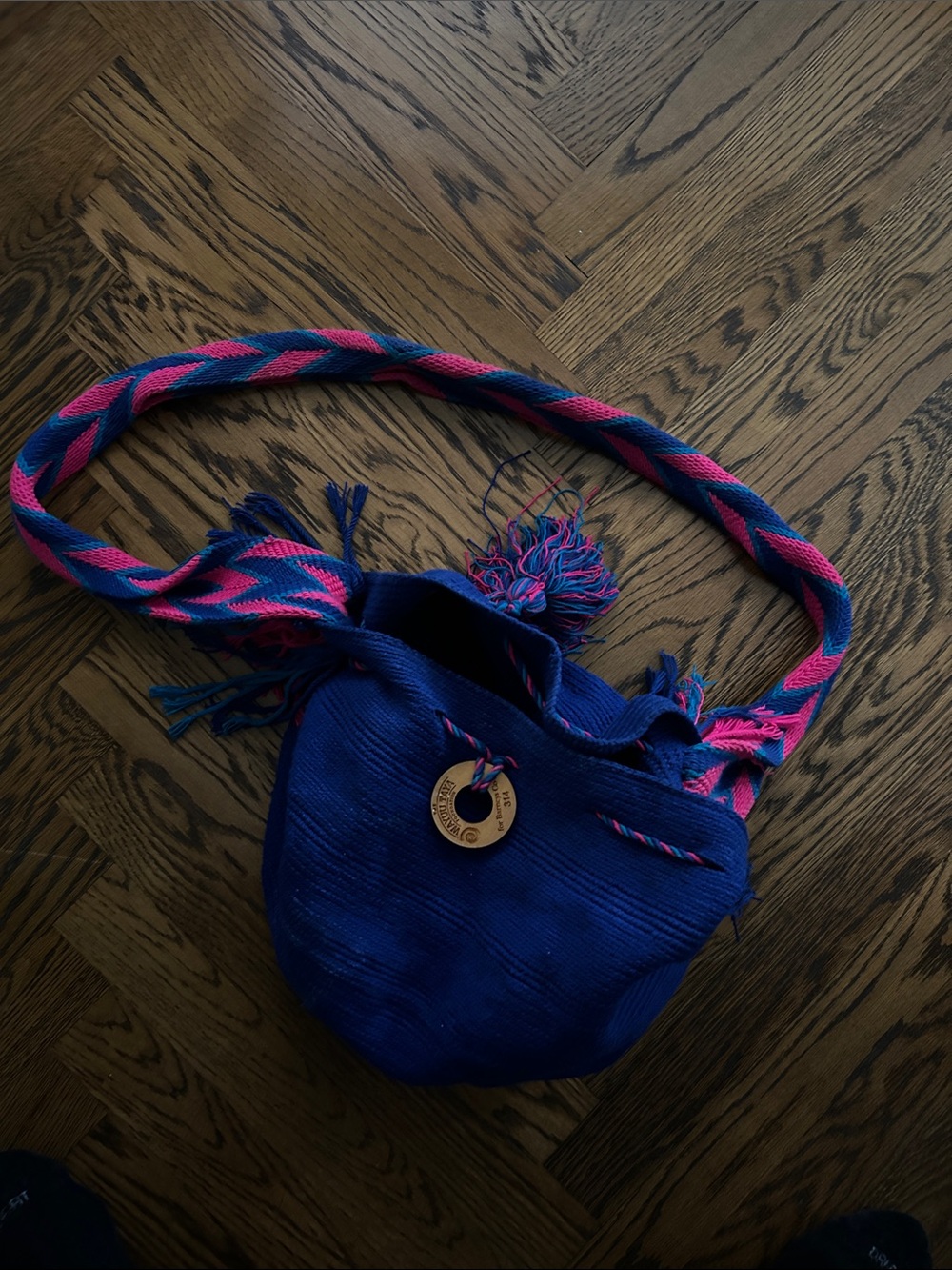 Wayuu Tribe Blue and Pink Woven Crossbody Bag